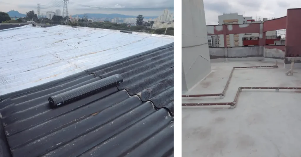 Respectivas soluções para o Vivendas São Francisco e Bela Cintra Residence: manta aluminizada e membrana acrílica
