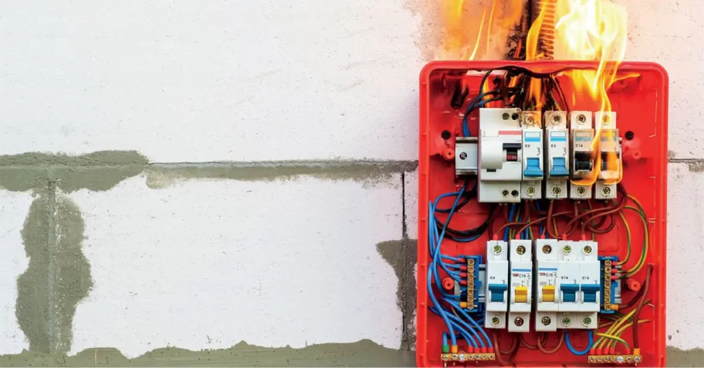 Quadro elétrico pegando fogo