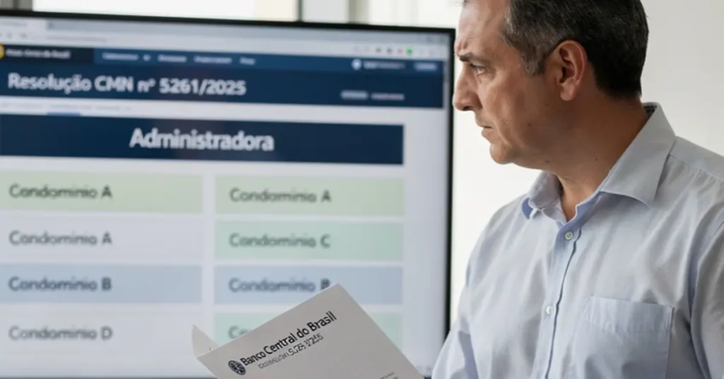 Gerente de administradora observando no monitor as diversas contas pool