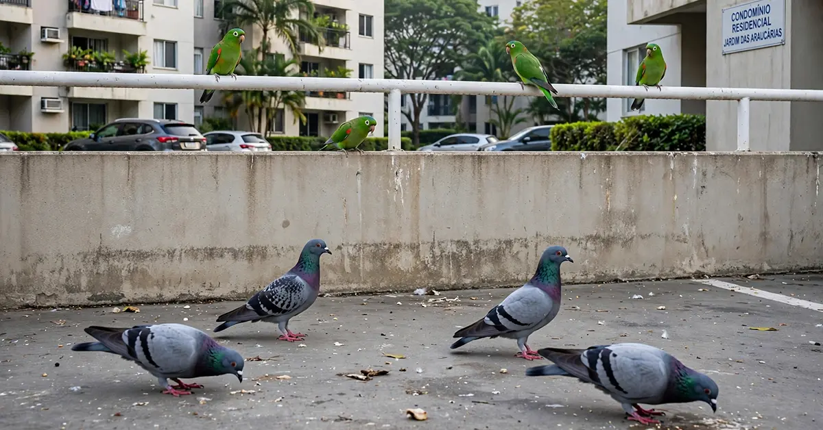 No momento, você está visualizando Pombos e maritacas em condomínios: manejo seguro e respeito à natureza