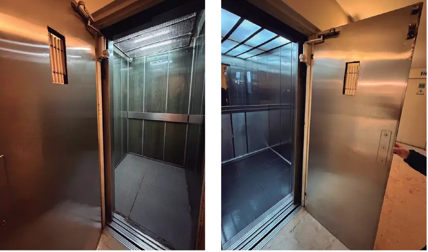 Dois dos elevadores do residencial Araruama